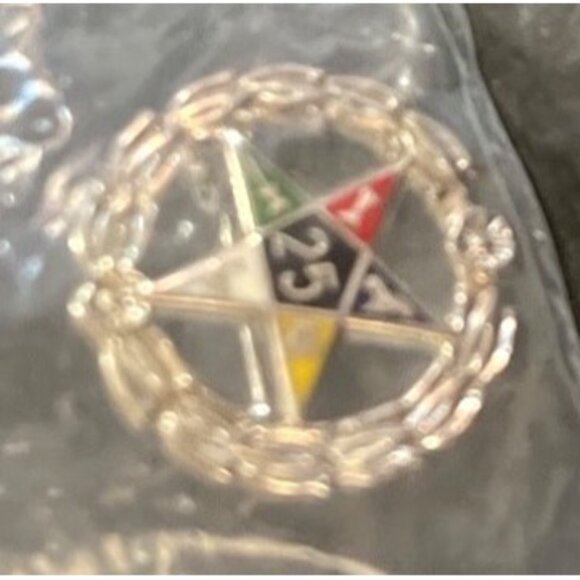 NOS Vtg Order of the Eastern Star 25 Year Member Pin Silver Tone Masonic - Picture 2 of 4